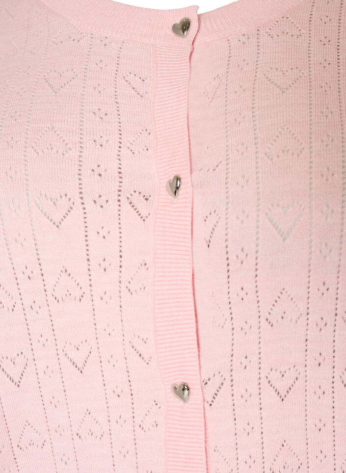 Cardigan en maille avec broderie ajour&eacute;e en forme de c&oelig;ur, Rose, Packshot image number 2