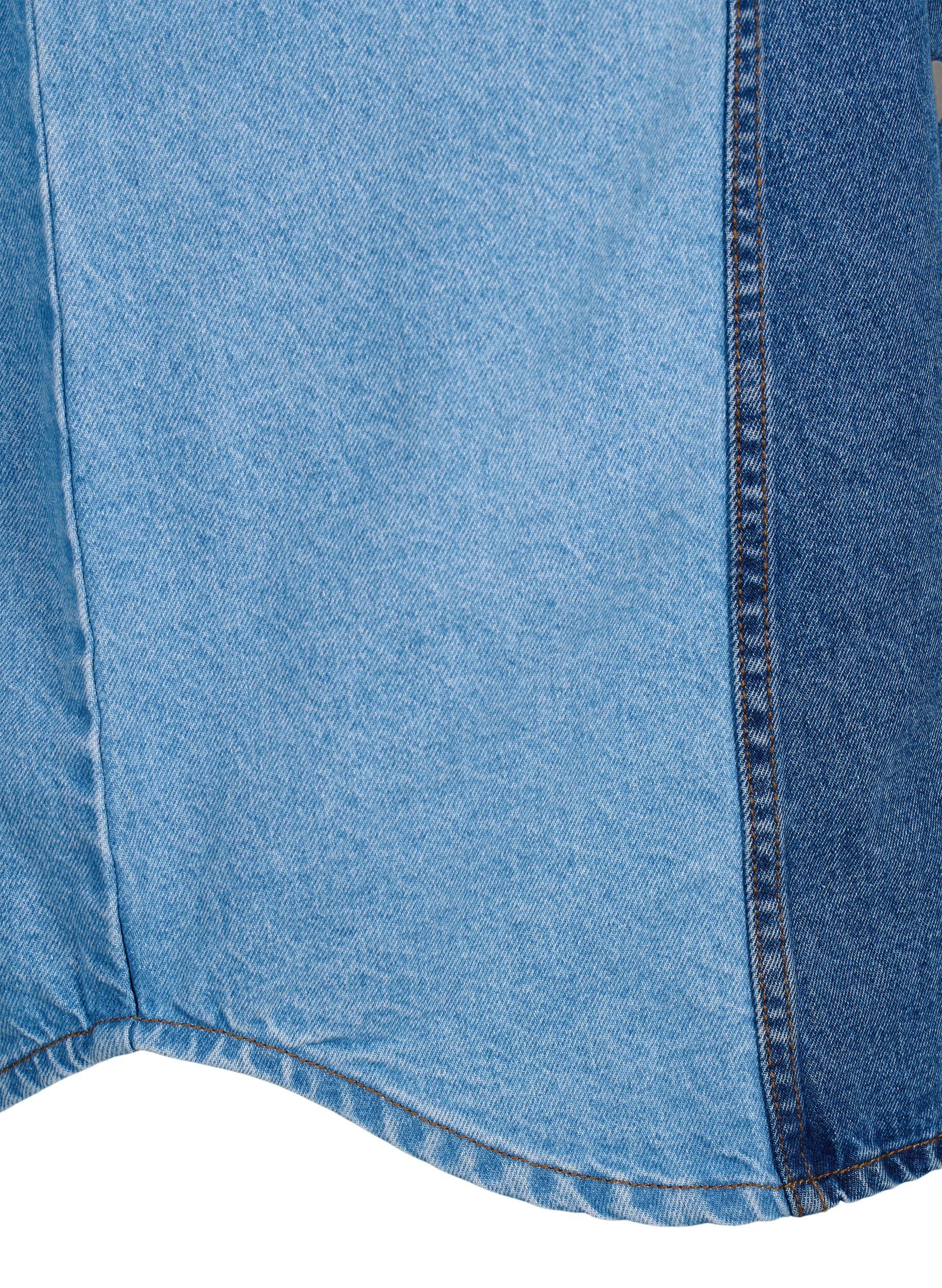 Zizzi Veste en jean color block, Light Blue Denim, Packshot image number 3
