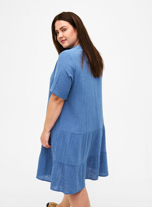 Robe à manches courtes en coton 100 %, Moonlight Blue, Model image number 1