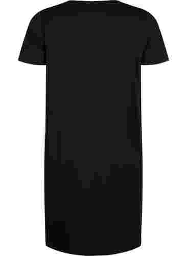 Katoenen nachthemd met korte mouwen, Black w. Self Care, Packshot image number 1