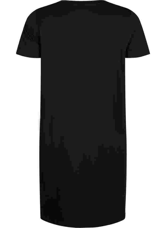 Katoenen nachthemd met korte mouwen, Black w. Self Care, Packshot image number 1