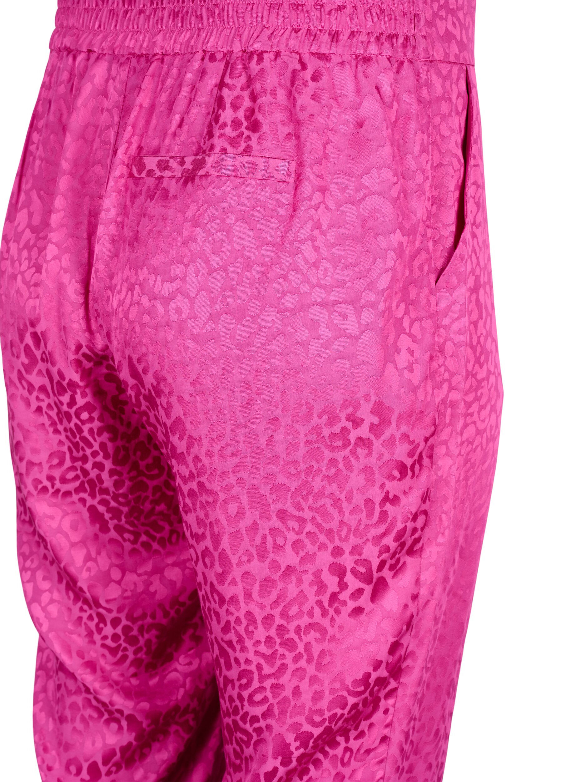 ZizziDubbelgestikte jacquard broek van viscose, Rose Violet, Packshot image number 3