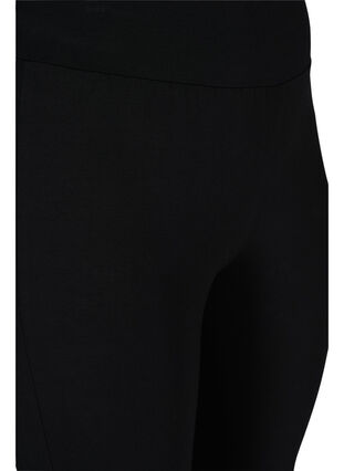 Effen gekleurde legging met kanten detail, Black, Packshot image number 2