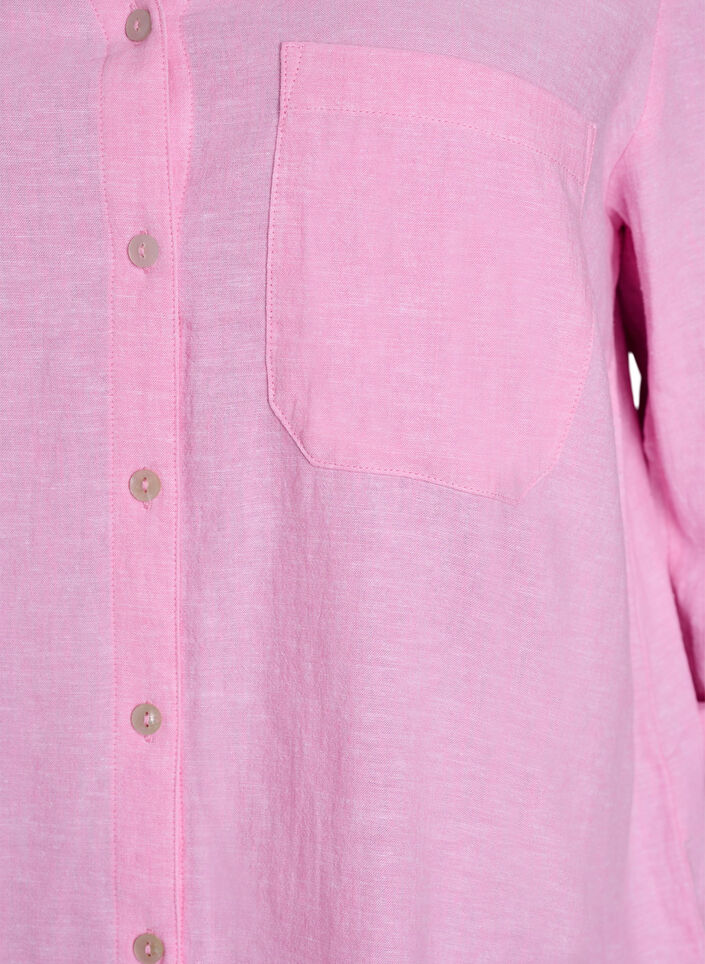 Chemise en lin et viscose avec manches 3/4, Rose, Packshot image number 2