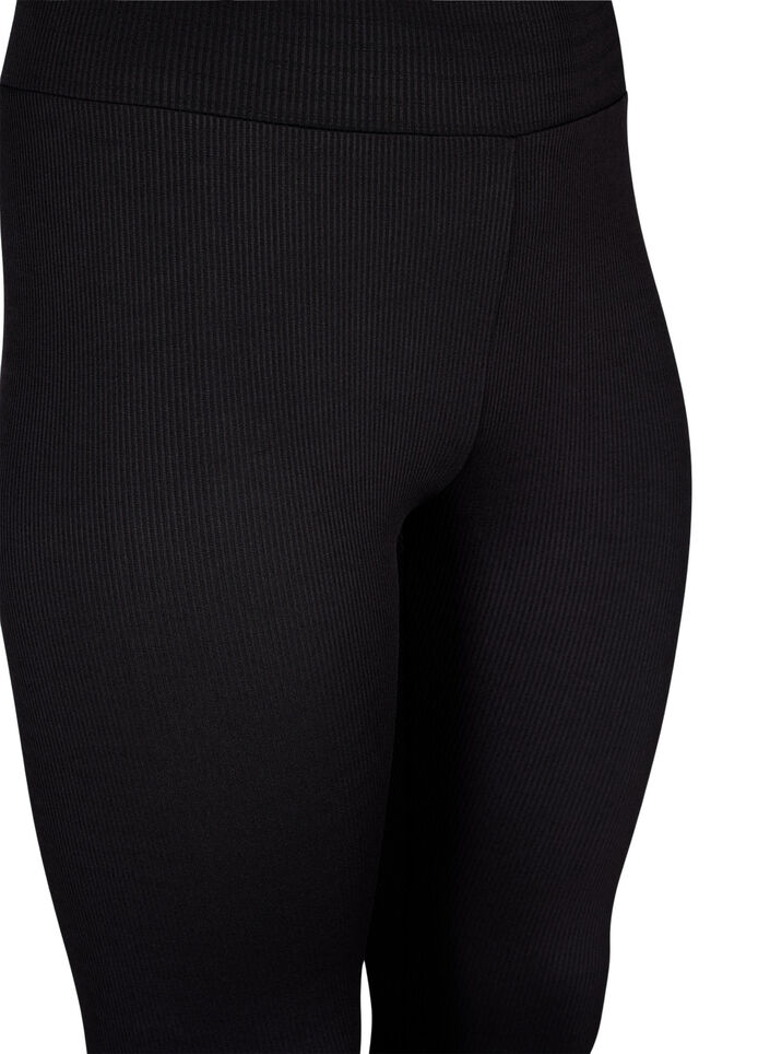 Legging met stretch en geribde structuur, Black, Packshot image number 2