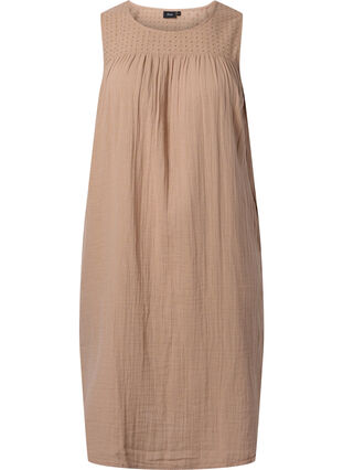 Mouwloze midi-jurk van katoen, Natural, Packshot image number 0