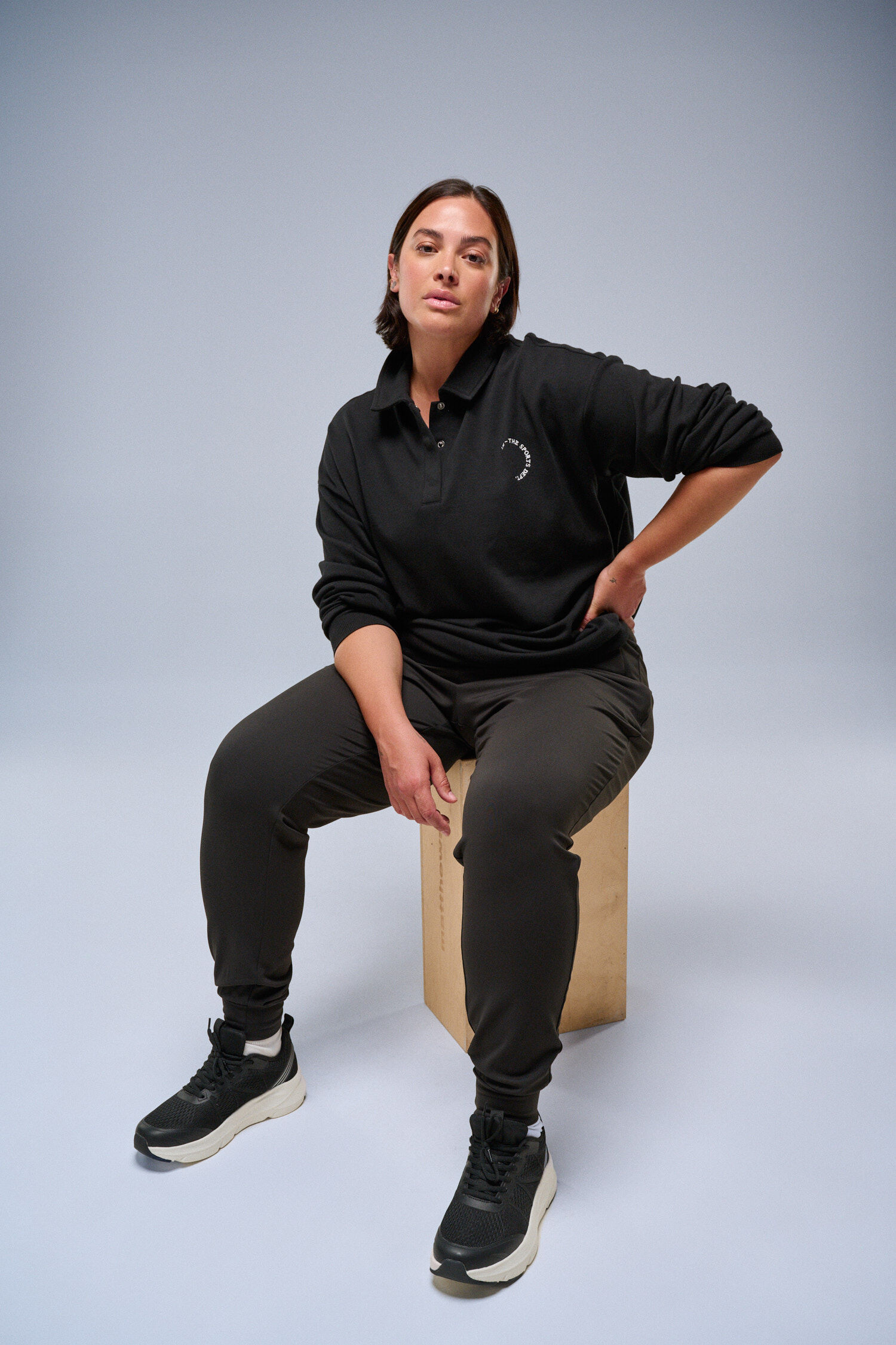 ZizziSweatshirt met polodetails, , Model