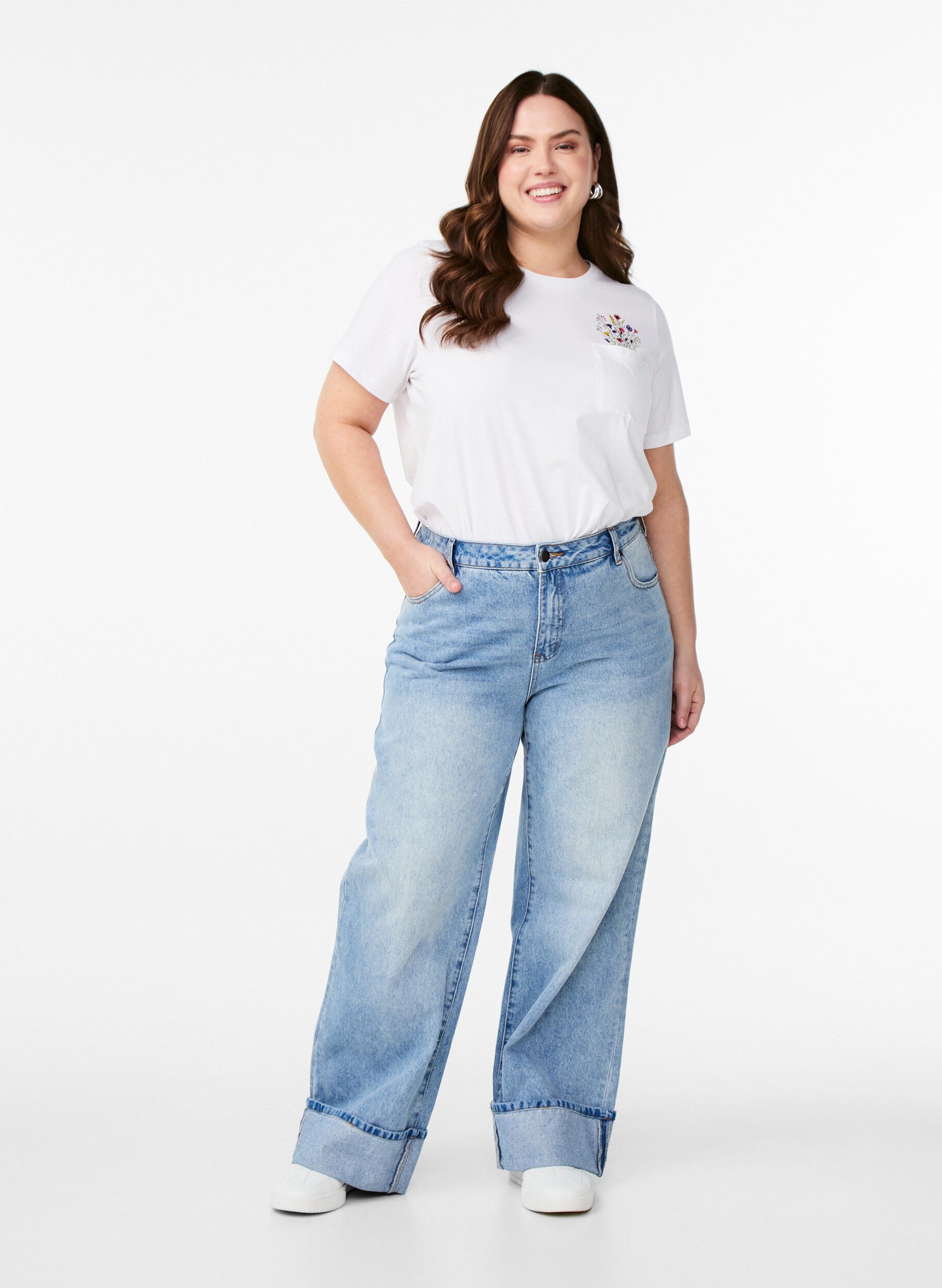 ZizziT-shirt met borstzakje, Wit, Model image number 1