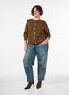 Kabelgebreide cardigan met decoratieve knopen, Bruin, Model image number 1