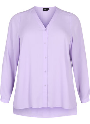 Overhemd met lange mouwen en v-hals, Purple Rose, Packshot image number 0