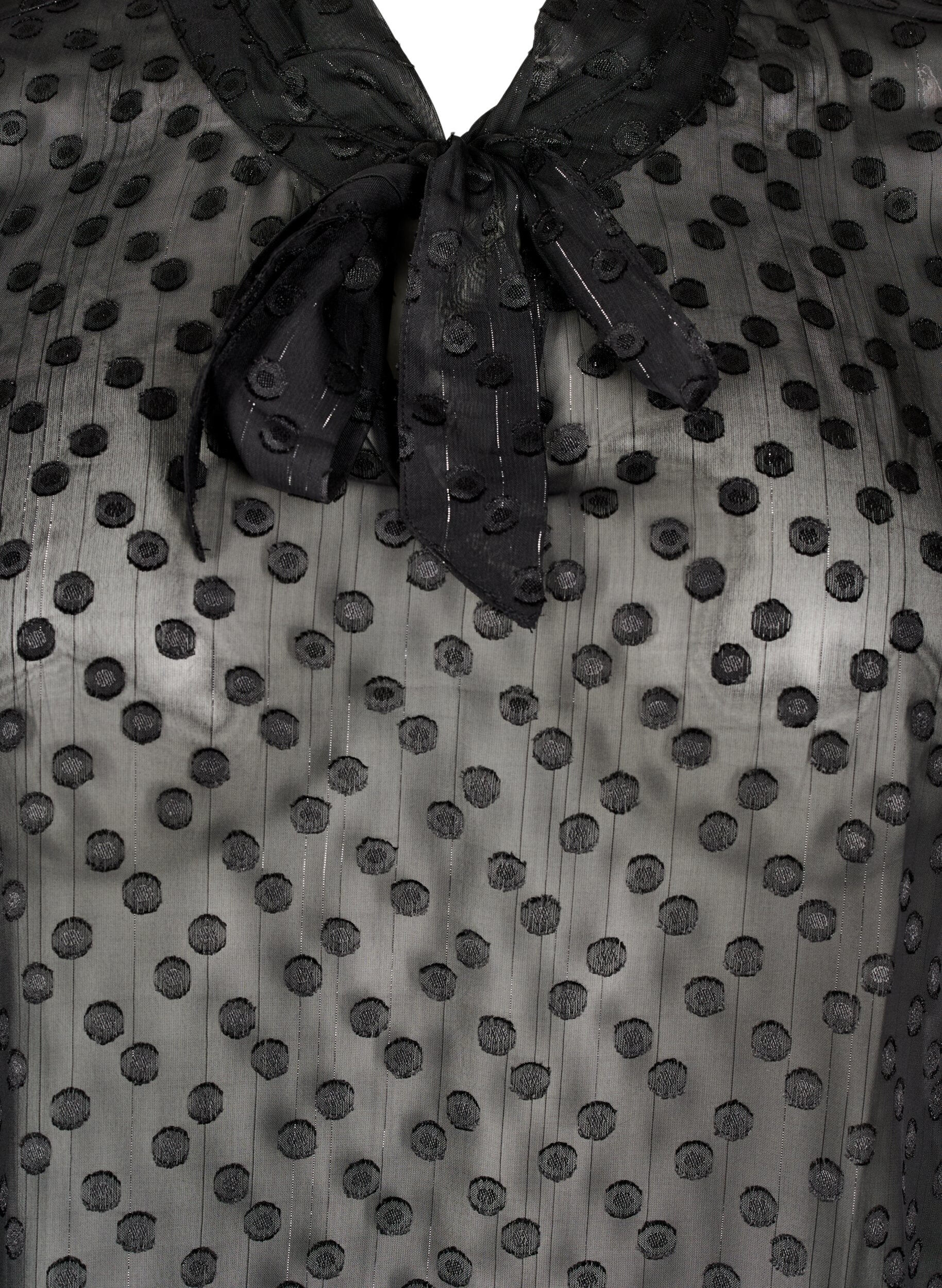 ZizziChiffon blouse met een gestippelde textuur, Black, Packshot image number 2