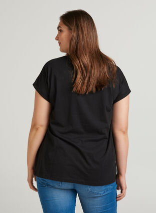 T-shirt en mélange coton, Black, Model image number 1