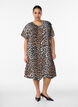 Robe &agrave; col en V en viscose, Marron, Model image number 0