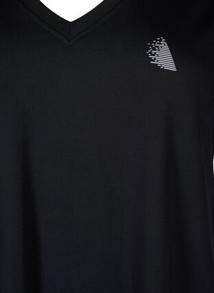T-shirt de sport ample avec col en V, Black, Packshot image number 2