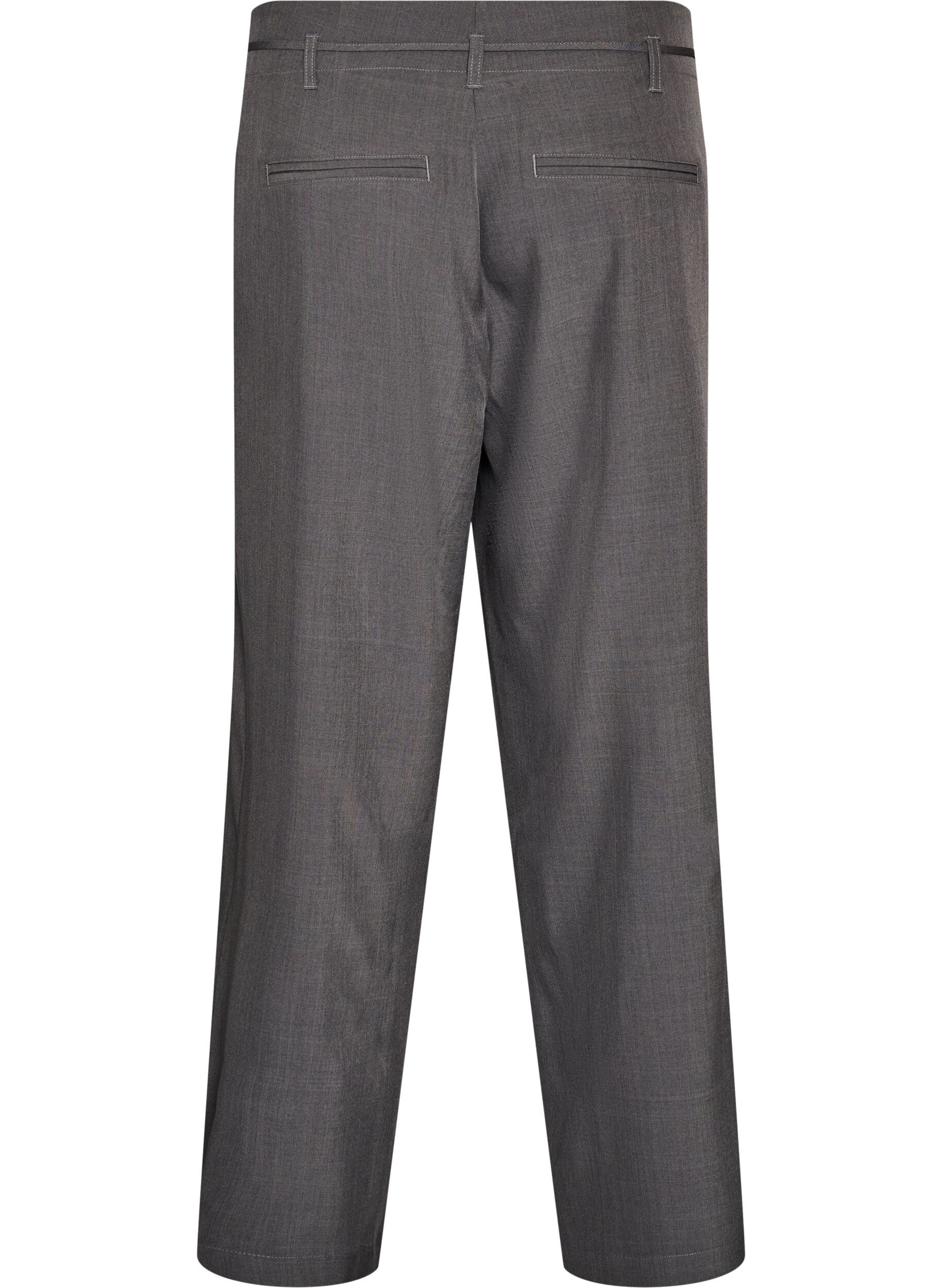 ZizziOp maat gemaakte broek met plooien en een strikceintuur, Grijs, Packshot image number 1