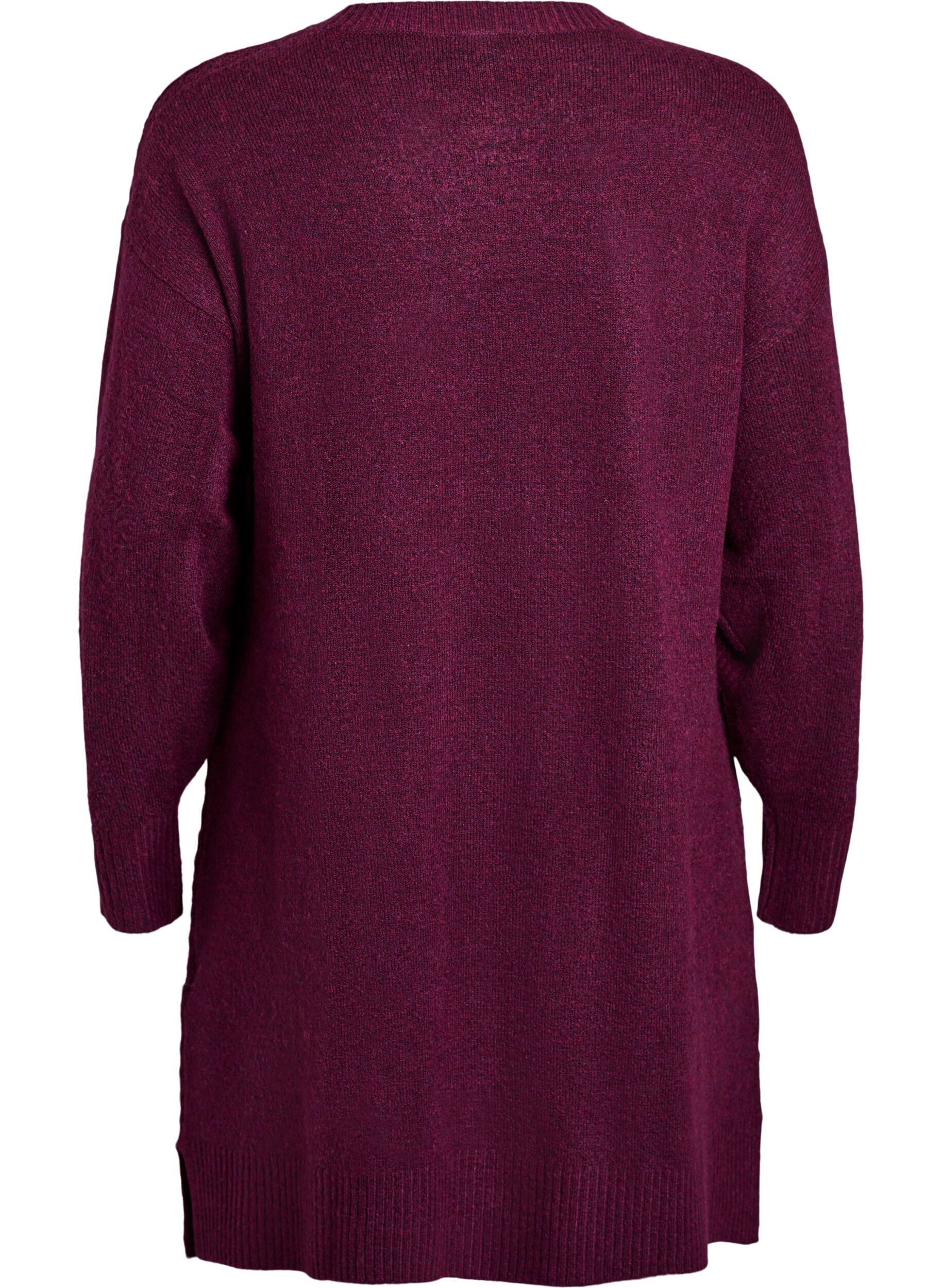 ZizziRobe courte en maille avec un motif textur&eacute; en V, Violet, Packshot image number 1