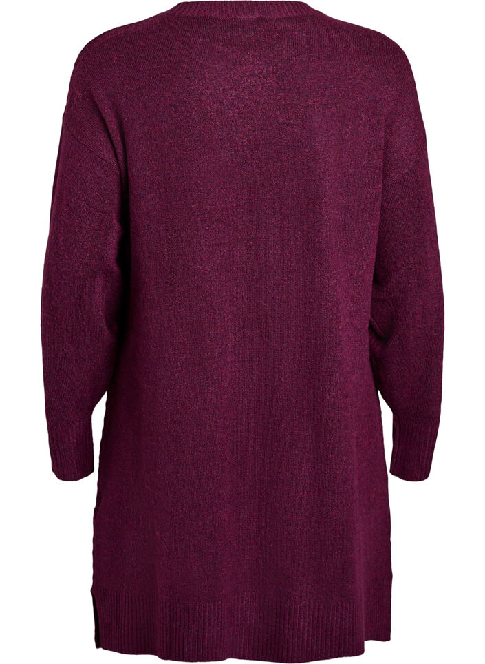 Robe courte en maille avec un motif textur&eacute; en V, Violet, Packshot image number 1