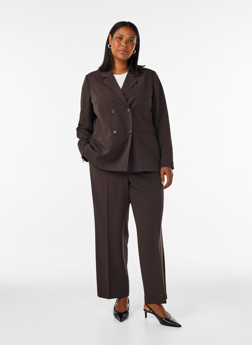 Double-breasted blazer met een losse pasvorm, Bruin, Model image number 1