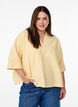 Blouse ample avec col et manches 1/2, Jaune clair, Model image number 0