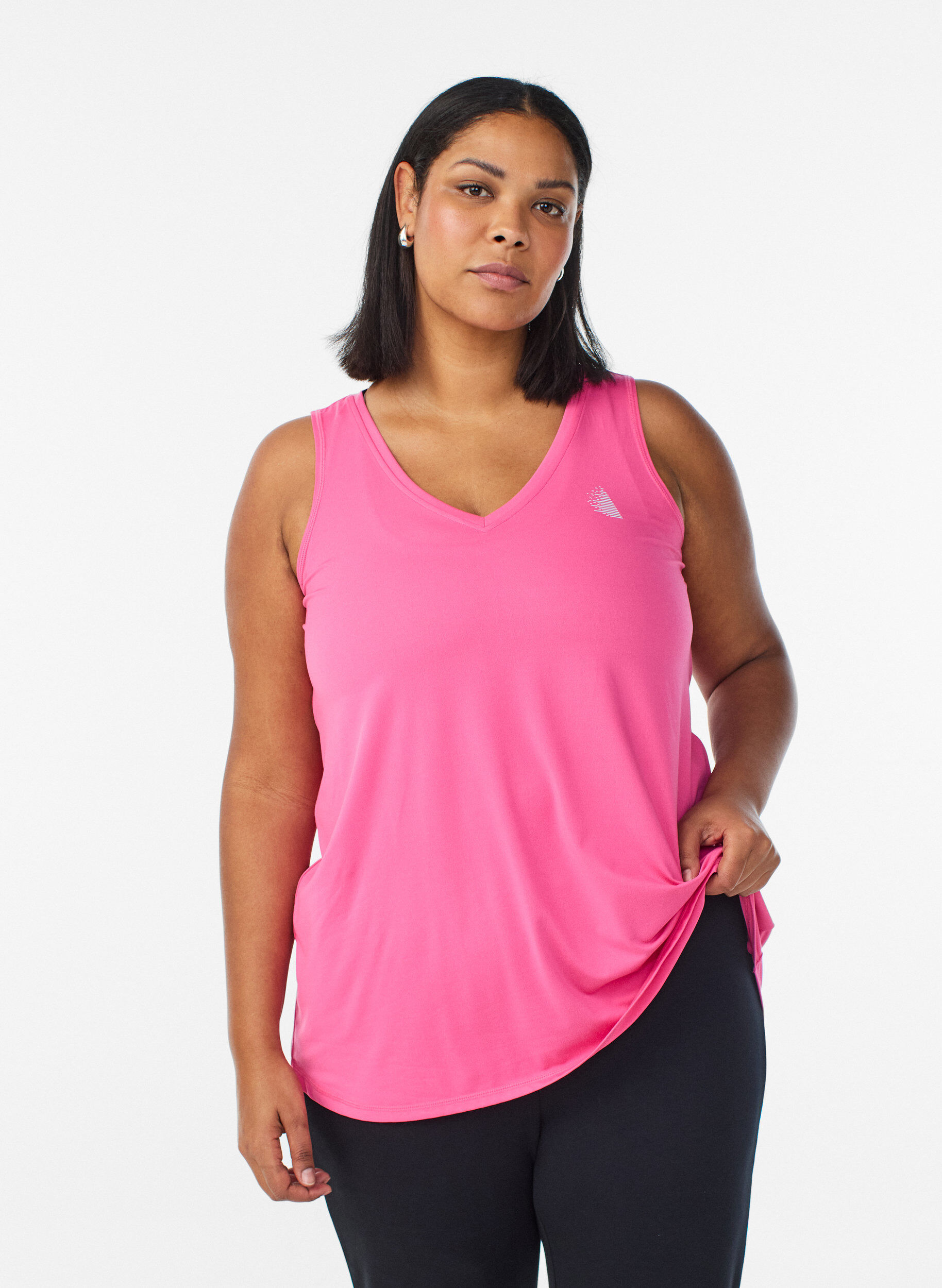 Workout top met V-hals, Pink, Model