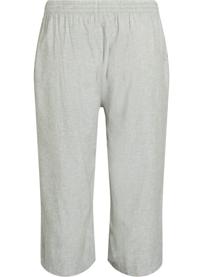 Ingekorte broek van linnen en viscose, Groen, Packshot image number 1