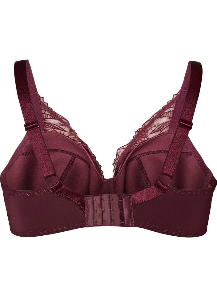 Soutien-gorge rembourr&eacute; en dentelle avec armatures, Bordeaux, Packshot image number 1
