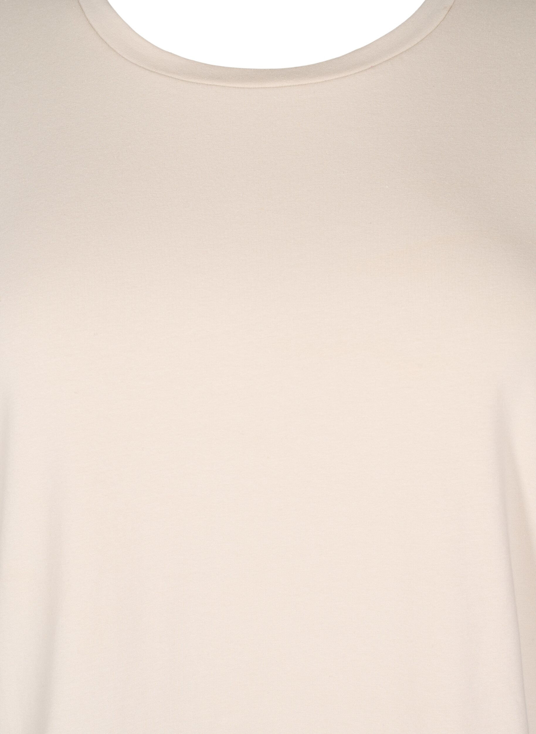 Zizzi T-shirt avec broderie anglaise et bords &eacute;chancr&eacute;s, Beige, Packshot image number 2