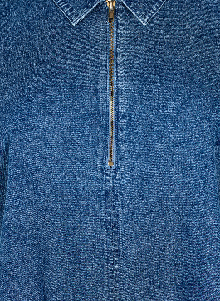 Korte denimjurk met ritssluiting en 3/4 mouwen, Blauw, Packshot image number 2