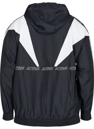 Veste de sport avec capuche et détails imprimés, Black, Packshot image number 1