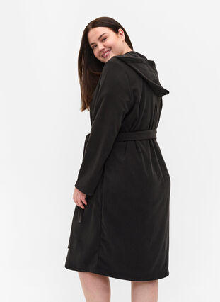 Robe de chambre avec capuche et poches, Black, Model image number 1