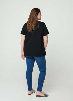 katoenen t-shirt met korte mouwen, Black, Model image number 1