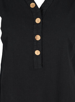 Tunique sans manches en coton avec boutons, Black, Packshot image number 2