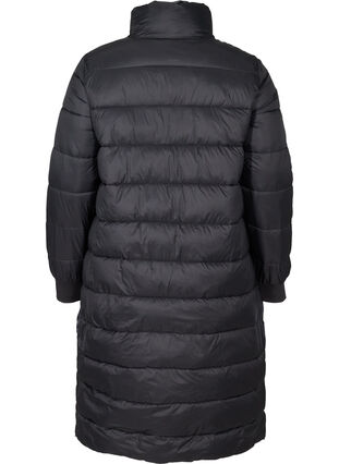 Lange gewatteerde lichte jas, Black, Packshot image number 1