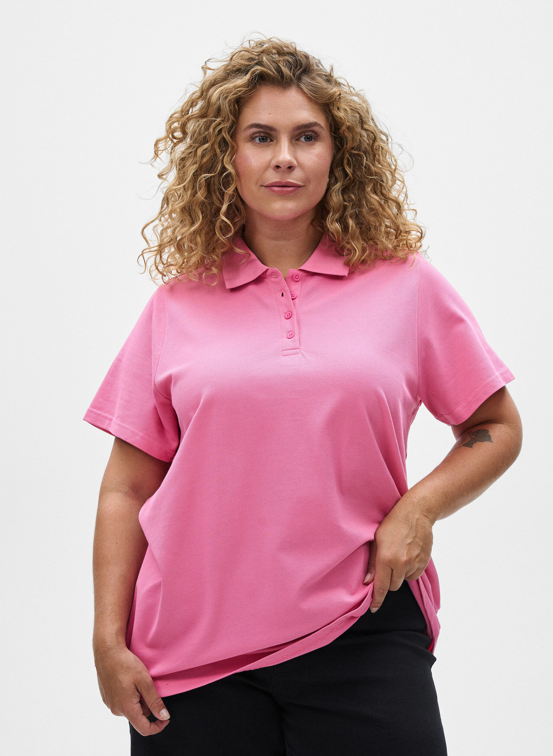 ZizziFLASH - Polo met korte mouwen, Roze, Model image number 0