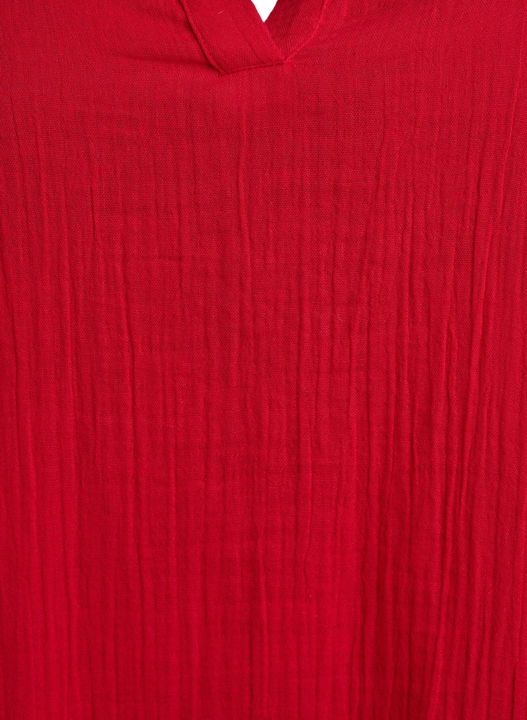 ZizziKorte jurk in katoen mousseline met een patroon, Rood, Packshot image number 2