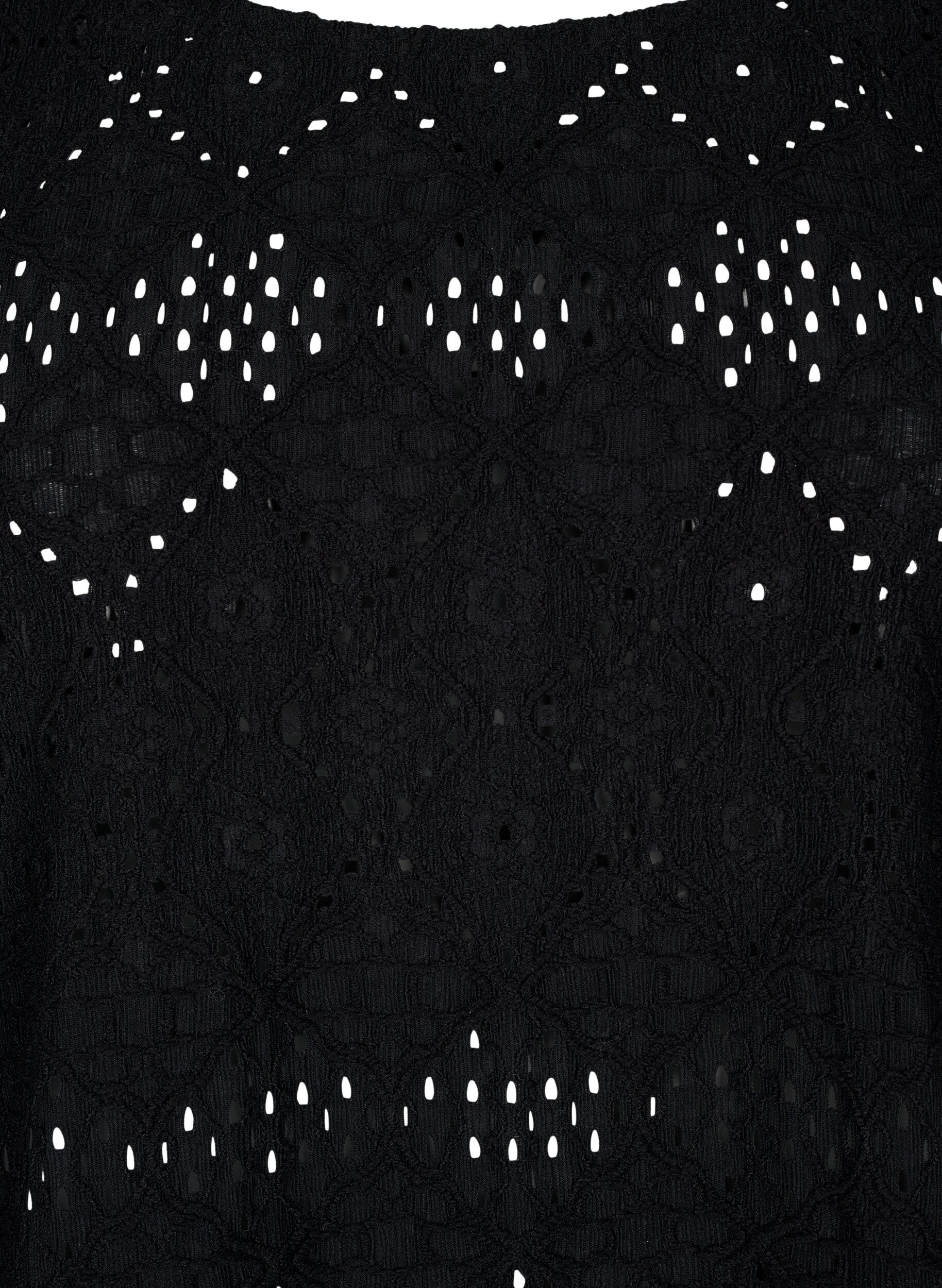 ZizziBlouse met korte mouwen en patroon met kant, Black, Packshot image number 2