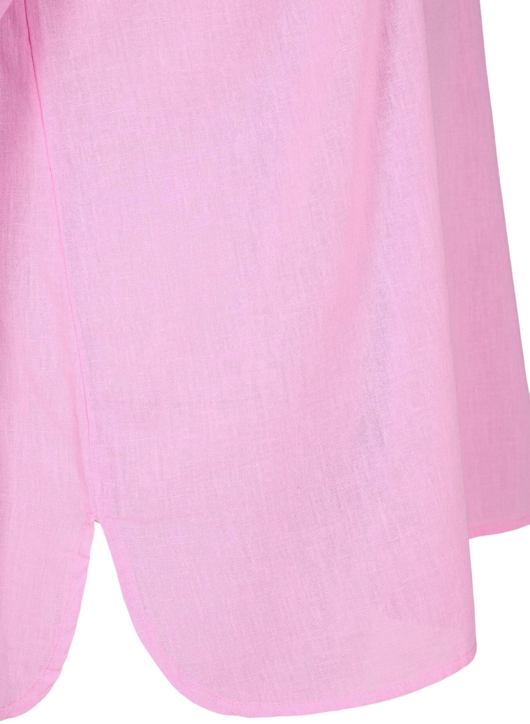 ZizziOverhemdblouse met knoopsluiting in katoen-linnen mix, Begonia Pink, Packshot image number 3