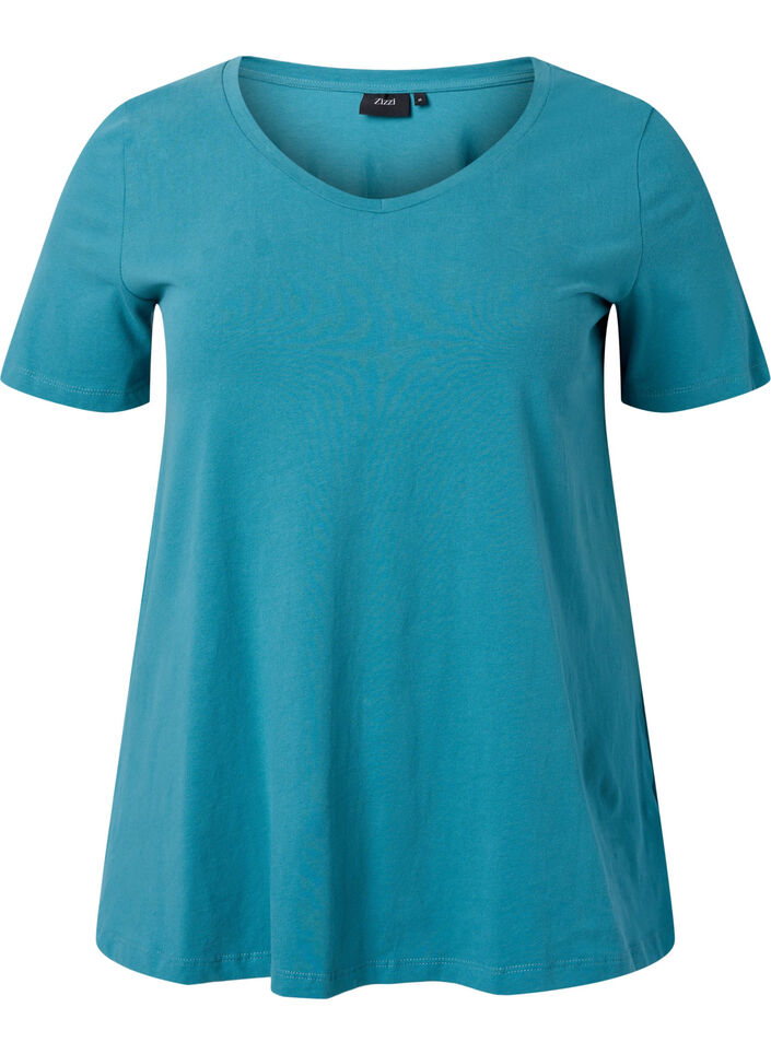 T-shirt en coton uni basique, Brittany Blue, Packshot image number 0
