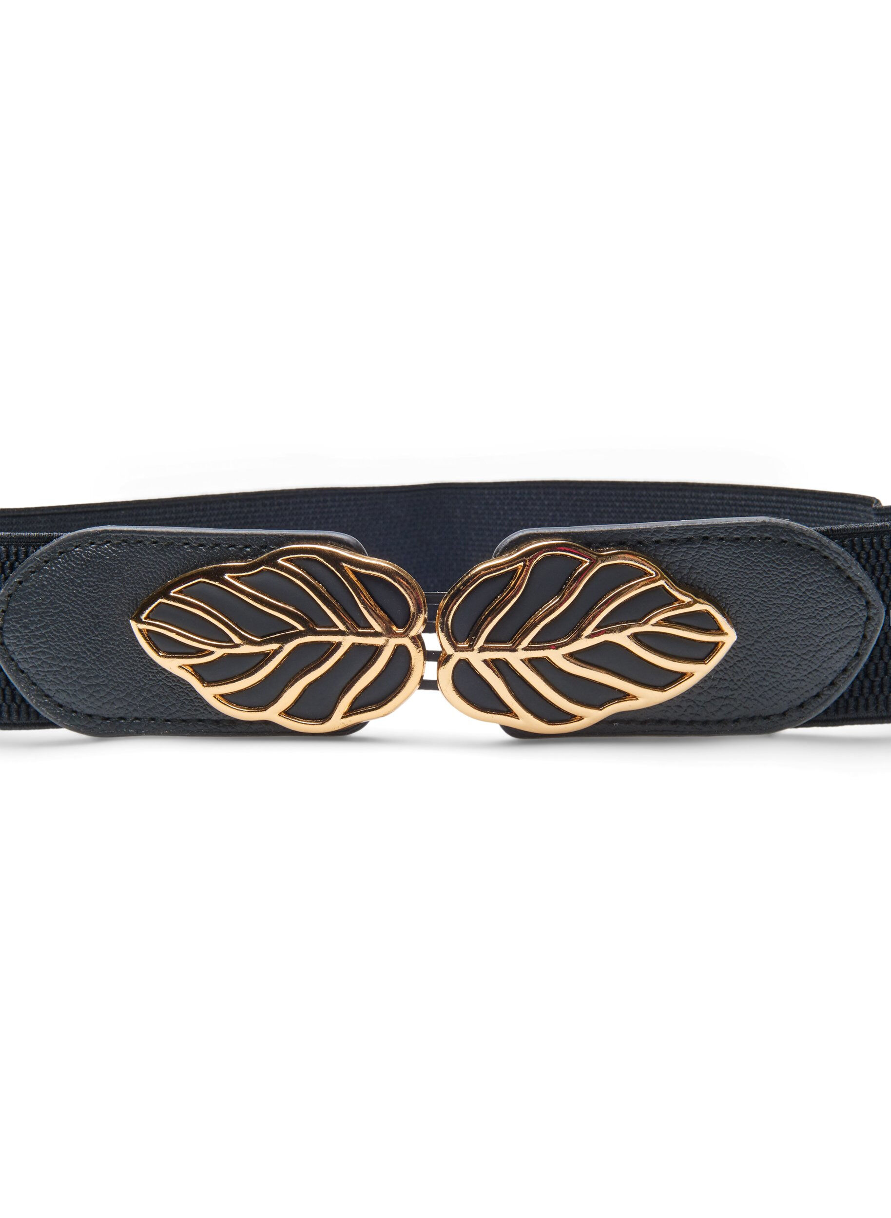 ZizziElastische taille riem met gouden gesp, Black, Packshot image number 1