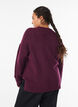 Gebreide blouse met V-vormig geribd patroon en zijsplitjes, Paars, Model image number 2