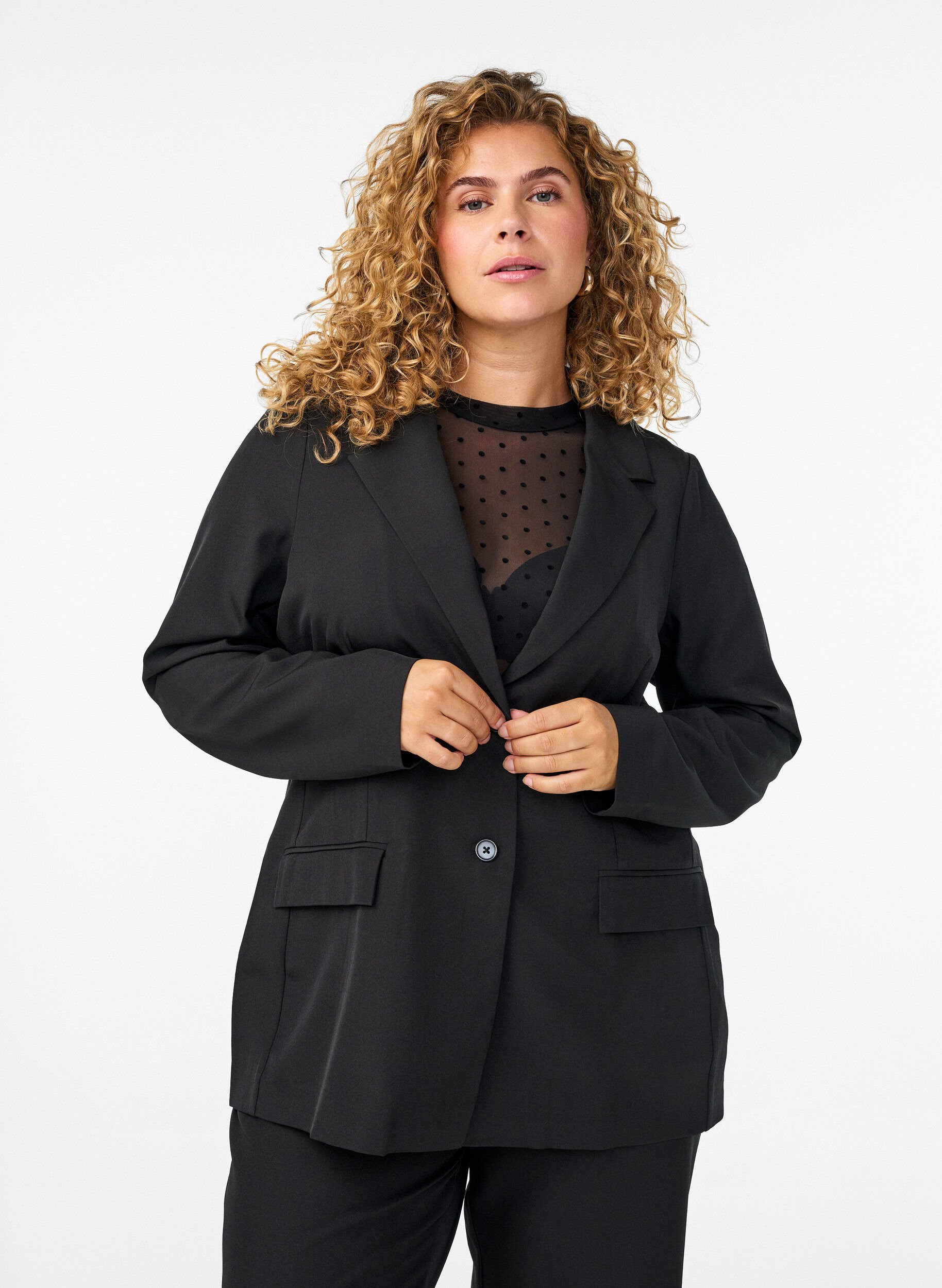 FLASH - Blazer avec poches et fentes, Noir, Model