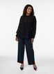 Blouse en viscose &agrave; col &agrave; volants, Noir, Model image number 1