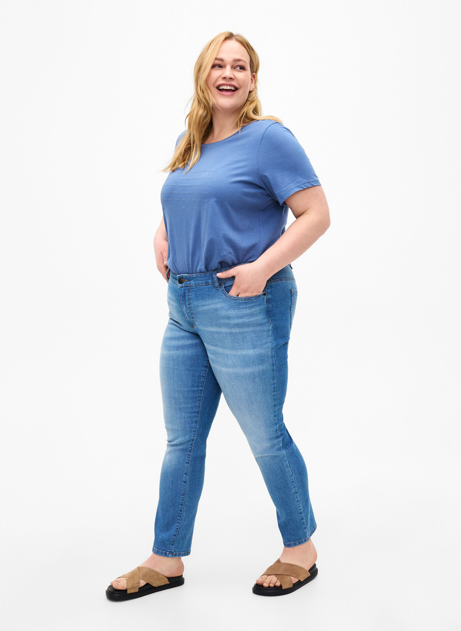 ZizziT-shirt met tekstmotief, Moonlight B. W.Navy, Model image number 2