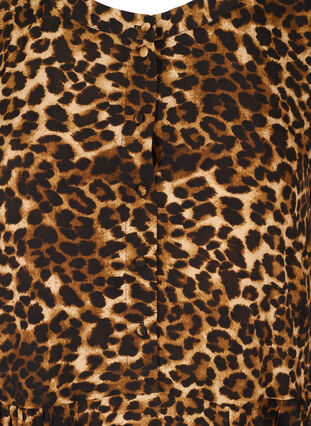 Robe midi en viscose imprimé léopard à manches 3/4, Raw Umber AOP, Packshot image number 2