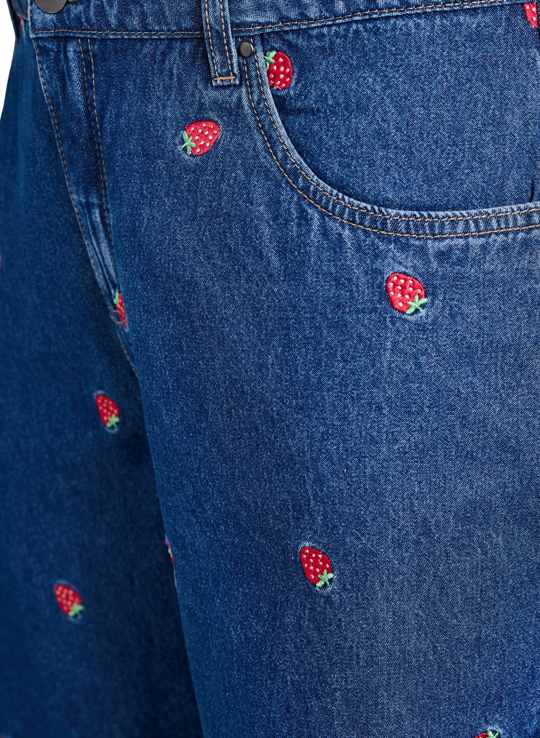 ZizziDenimshorts met geborduurde bloemen, Blauw, Packshot image number 2