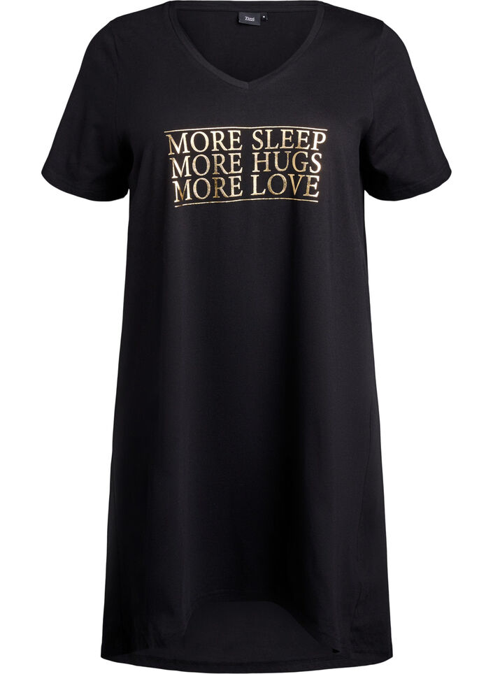 Chemise de nuit en coton biologique et &agrave; col en V, , Packshot image number 0