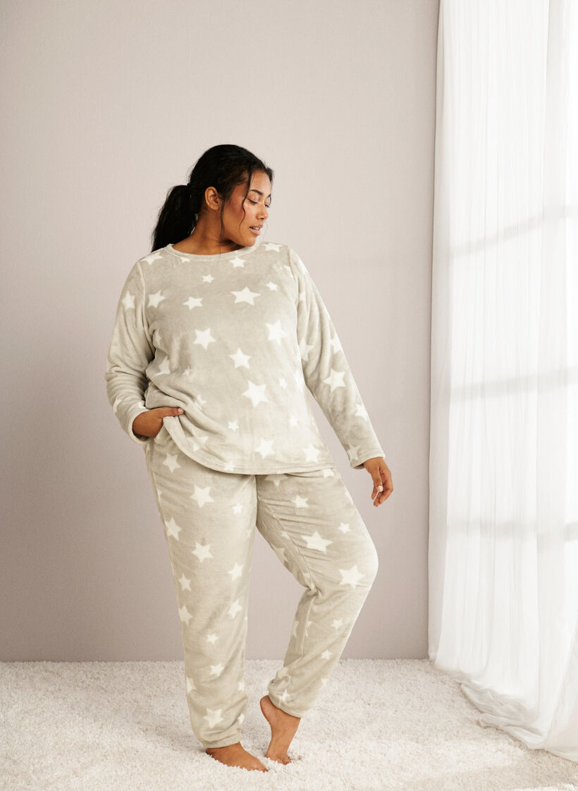 Pantalon souple avec imprimé étoiles, Grey Star, Image
