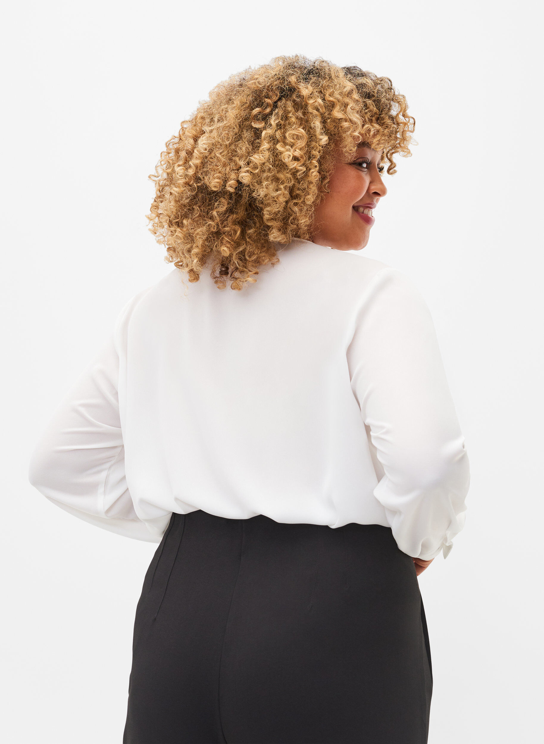 ZizziEffen shirt met V-hals, Bright White, Model image number 1