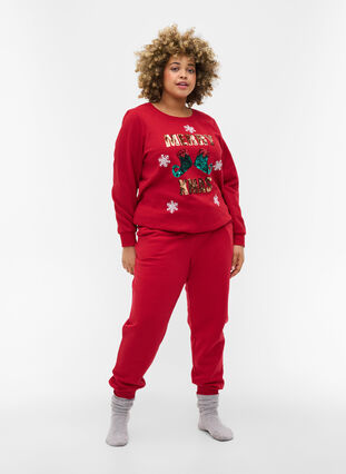 Kerst sweatshirt, Red Merry Xmas , Model image number 2