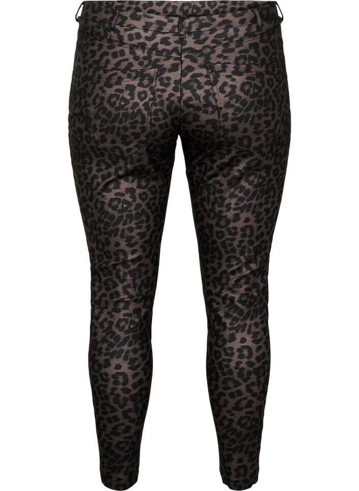 Leggings court enduit avec imprimé léopard, Marron, Packshot image number 1